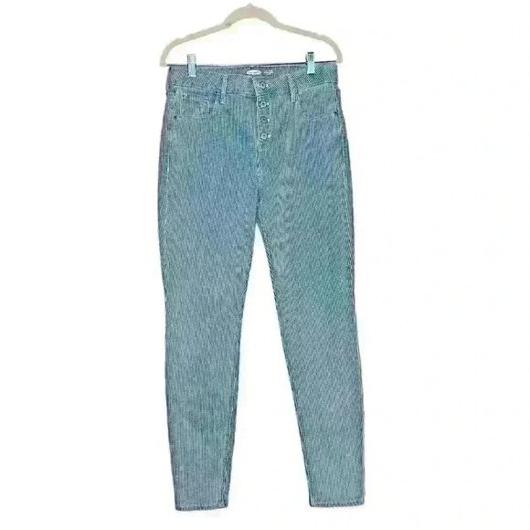 Old Navy Rockstar Sz 12 Super Skinny Mid Rise Pinstripe Button Fly Jeans - Picture 1 of 12
